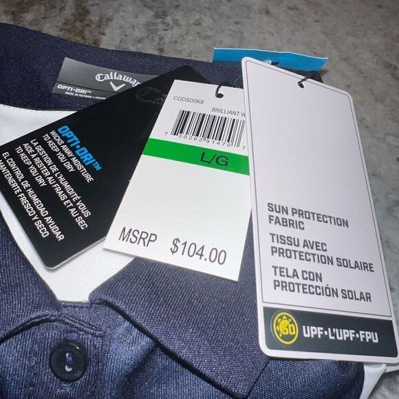 Callaway OPTI•DRI™ Golf Dress Sun Protection 50UPF Brilliant White Women’s Large - Picture 8 of 14